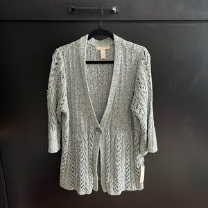 A. Giannetti Light Gray Open-Knit Cardigan